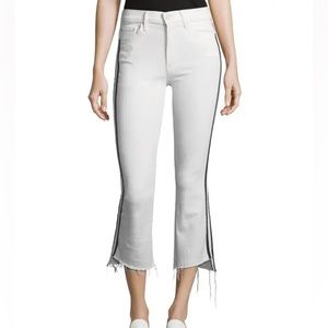 Mother Insider Striped Crop Step-Hem Fray Jeans in Racer